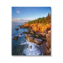 Stupell Rocky Cliffs Shore Beach Foam Landscape Photography Gallery Wrapped Canvas Print Wall Art