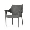 thumbnail image 4 of Noble House Mirage Wicker Stacking Patio Dining Arm Chair in Gray (Set of 4), 4 of 10