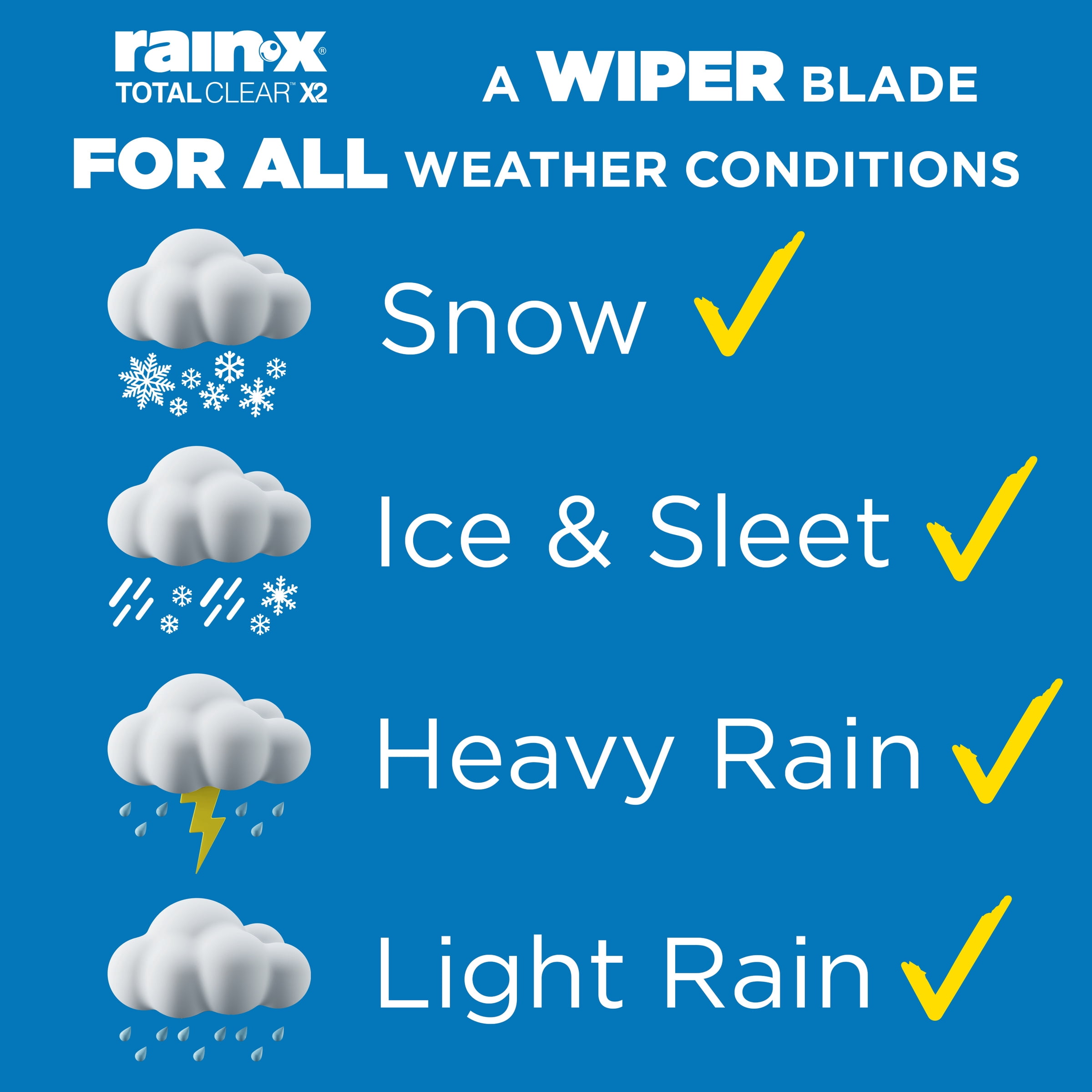 Rain-X 810332 Total Clear Beam Wiper Blades 26" & 18" Windshield Wipers for All-Weather Performance, Rubber Squeegee for Smooth Clean Wipe & Quiet Operation - 2 Pack Value