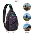 thumbnail image 5 of Sling Backpack,Psychedelic Halloween Pattern Sling Bag with Water Bottle Holder,Waterproof Sling Bag for Men/Women with Headphone Jack for Hiking,Travel, 5 of 6