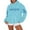 Light Blue, variant on Flash Deal White Fox Hoodies For Teen Girls Women's Fashion Casual Letter Printed Long Sleeved Round Neck Drawstring Hooded Sweatshirt Oversized Hoodies For Women Light Blue S-5XL Clearance