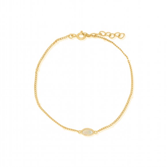 Mercie Sterling Silver Gold Vermeil Gold Opal Bracelet, Dainty Adjustable Jewellery for Women