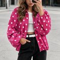 thumbnail image 5 of Tqcoqu Women's Polka Dot Zip Up Jacket, Lapel Collar Bubble Sleeve Loose Lightweight Windbreaker Casual Outerwear,Women's,Size M-XXXL, 5 of 8