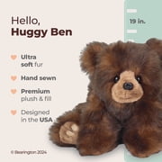 Bearington Collection Huggy Ben Plush Bear Stuffed Animal - 19 in Brown Grizzly Bear - Ultra-Soft Plush & Bean Bag Weighted Stuffed Animal - Poseable Sitting & Display