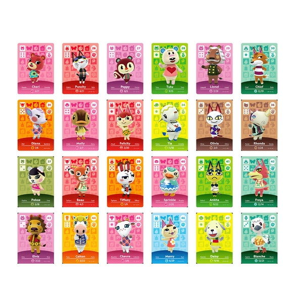 24pcs Video Mini Animal Crossing Cartoon Game Card Fans Fit For Switch