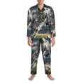 thumbnail image 3 of Susaid Astronaut Soccer Field Print Men's Long Sleeve Pajama Set, Two-Piece Button-Down Loungewear PJs Set, Comfortable Sleepwear for Relaxation-X-Large, 3 of 7