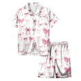 thumbnail image 3 of Girls Silk Pajamas Valentines Pjs Short Sleeve Bow Print Button Down Sleep Shirt Girls 8-9 Years Pajamas, 3 of 4
