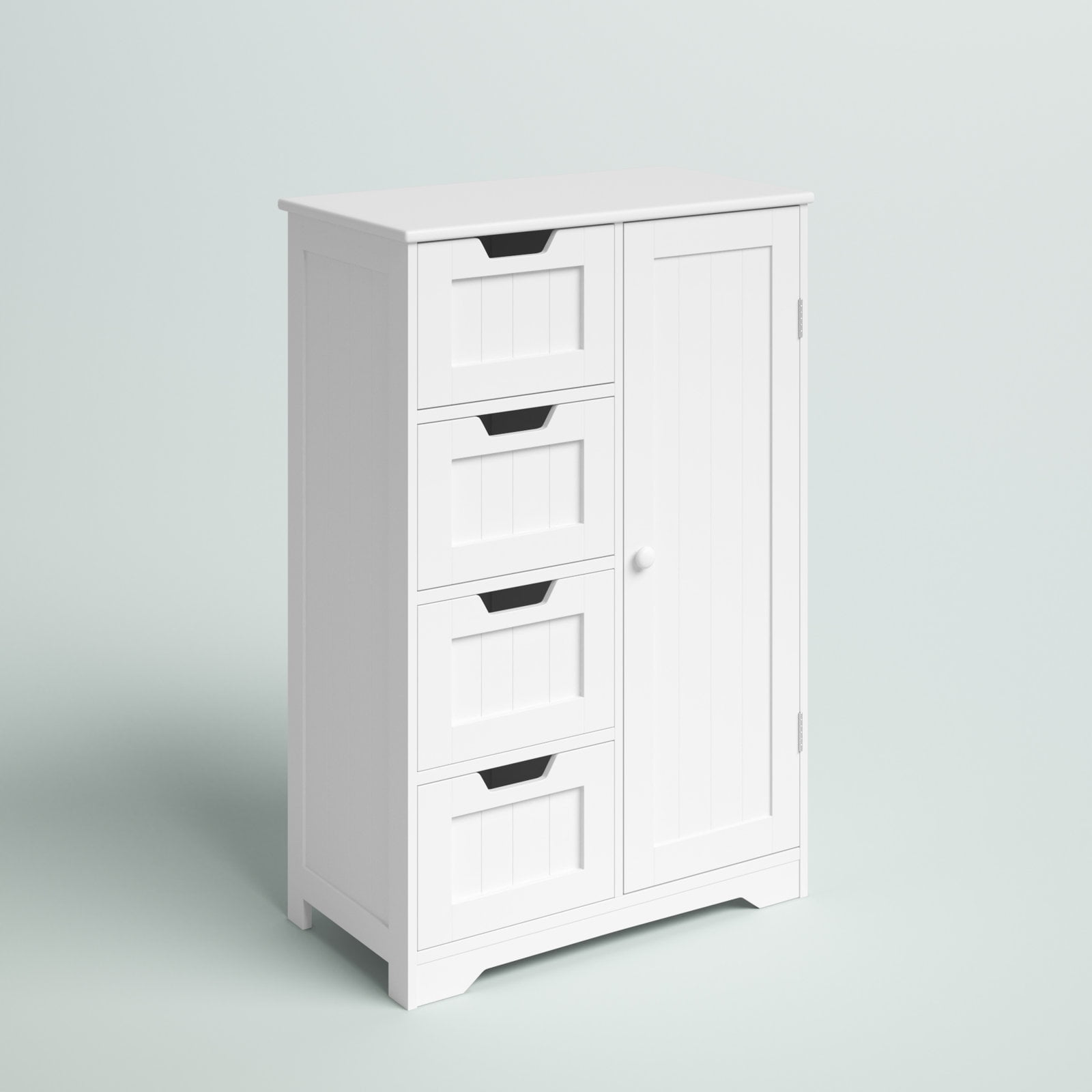 Homfa 4 Drawer Storage Cabinet, Modern Wooden Cupboard with Frosted GL