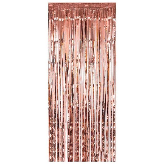 Flecos de cortinas de plástico de oro rosa - Decoración de flecos de fondo de fiesta - Accesorio fotográfico de oropel de puerta - Para celebraciones de cumpleaños - Fiestas temáticas - Halloween