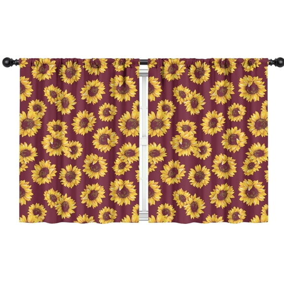 Blackout Kids Curtains,Red Sunflower Childrens Insulated Curtains Set Of 2,Bedroom Essentials,Toddler Room Decor 42x54in(106x137cm)