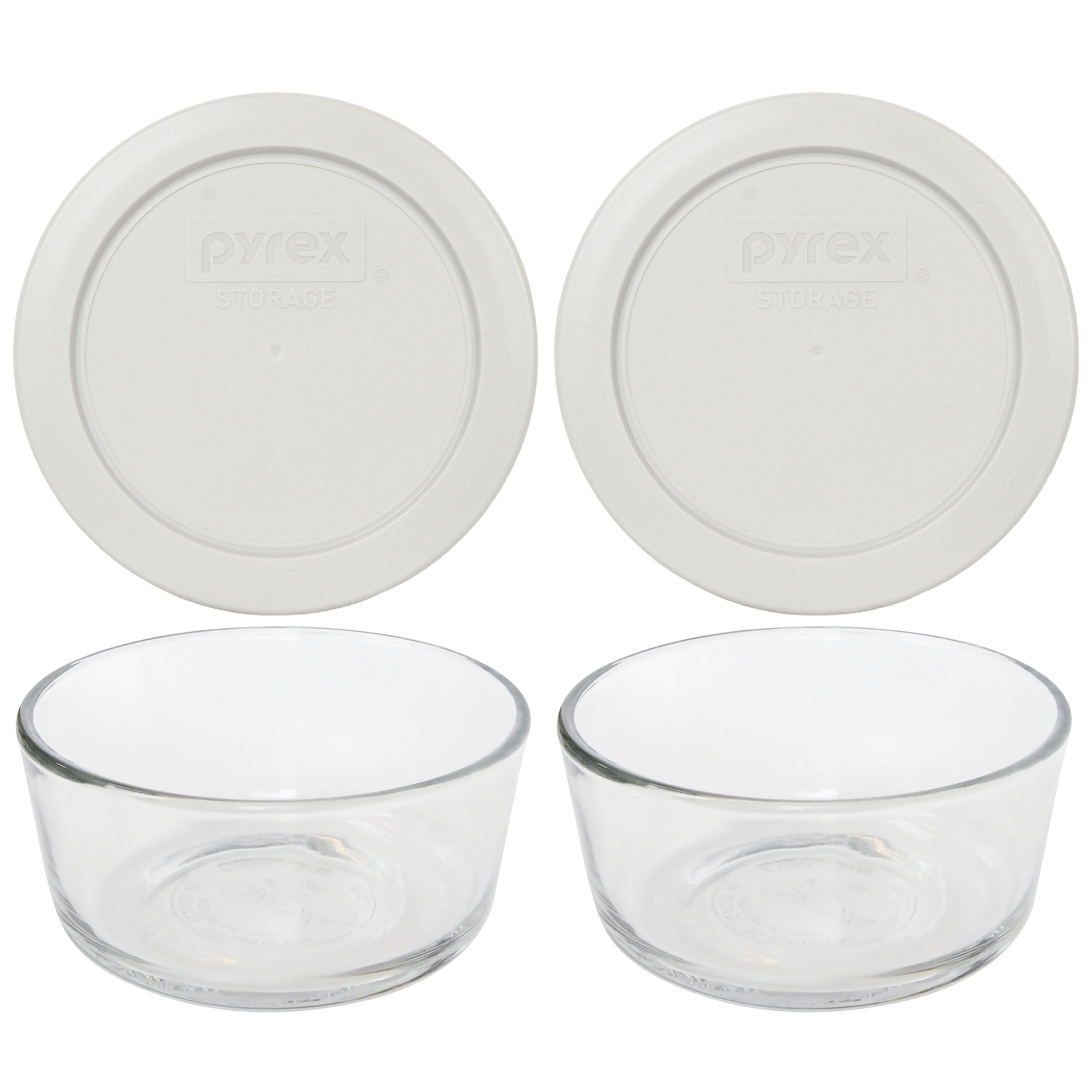 Pyrex 7200 2-Cup Glass Food Storage Bowl w/ 7200-PC Plum Purple Lid 6-Pack 