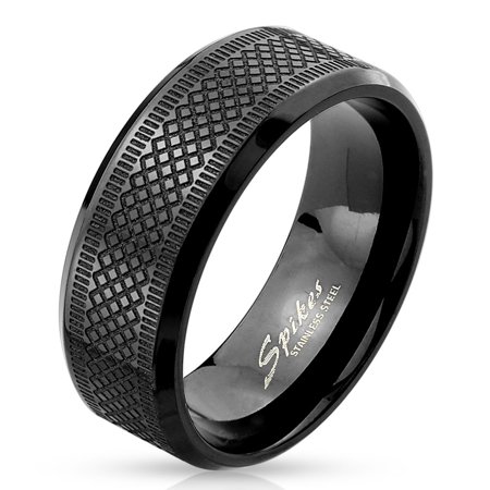 8mm stainless ip steel grooved diamond ring band walmart