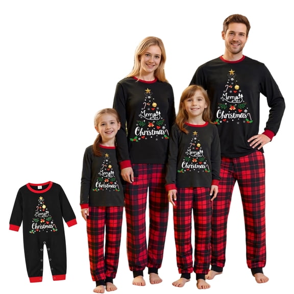 Lvotionpl 2026 Matching Family Christmas Pajamas Set, Christmas PJs Long Sleeve Top and Pants, Holiday Sleepwear, Xmas Pajama Sets