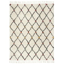 SAFAVIEH Casablanca Petrina Geometric Diamonds Shag Area Rug, Ivory/Multi, 5' x 8'