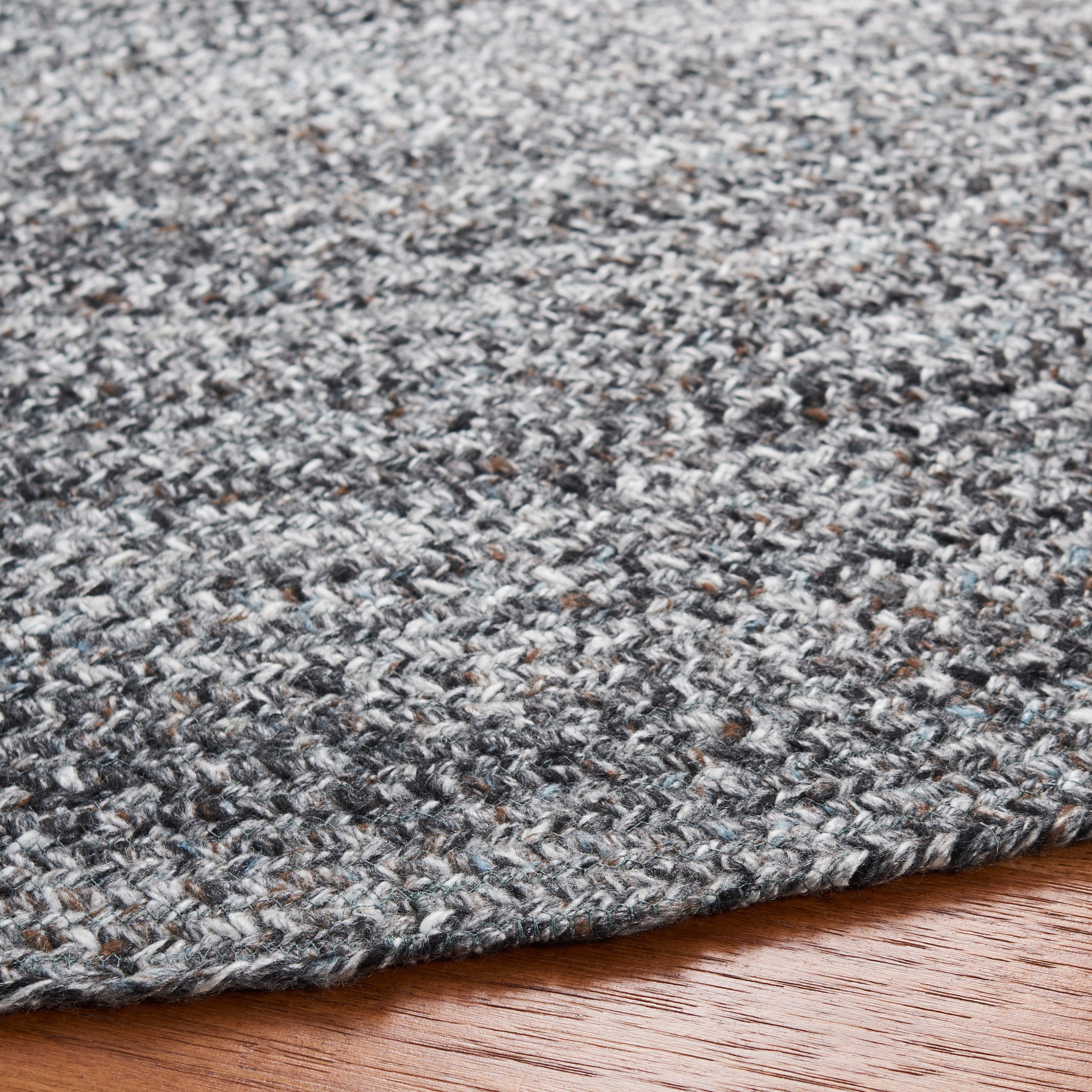 SAFAVIEH Braided Caleb Solid Polyester Reversible Area Rug, Gray/Charcoal, 9' x 9' Round