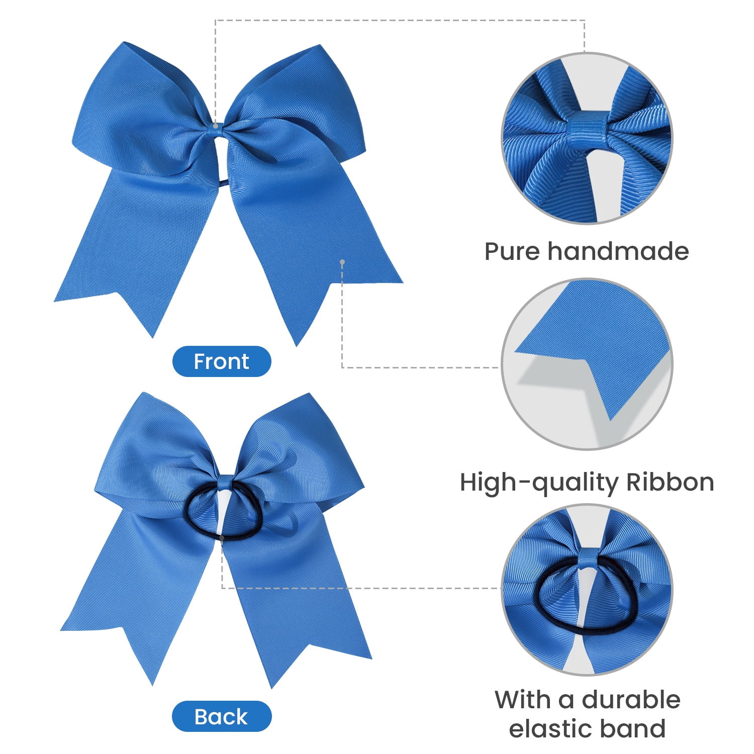 JoyBowie 12+4 Pack Large Cheer Bows & Rainbow Lollipop Hair Clips, Elastic Ties for Girls