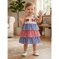 thumbnail image 4 of BemeyourBBs Toddler Baby Girl 4th of July Dress Little Baby Girl Patriot Independence Day Summer Dress Casual Red White Blue Plaid I Love USA Tiered Dress Beach Party Holiday Derss Clothes, 4 of 9