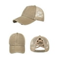 thumbnail image 3 of Fgnfyis Distressed Baseball Cap Unstructured Adjustable Snapback Washed Denim Ponytail Hat with Breathable Mesh Khaki One Size, 3 of 4