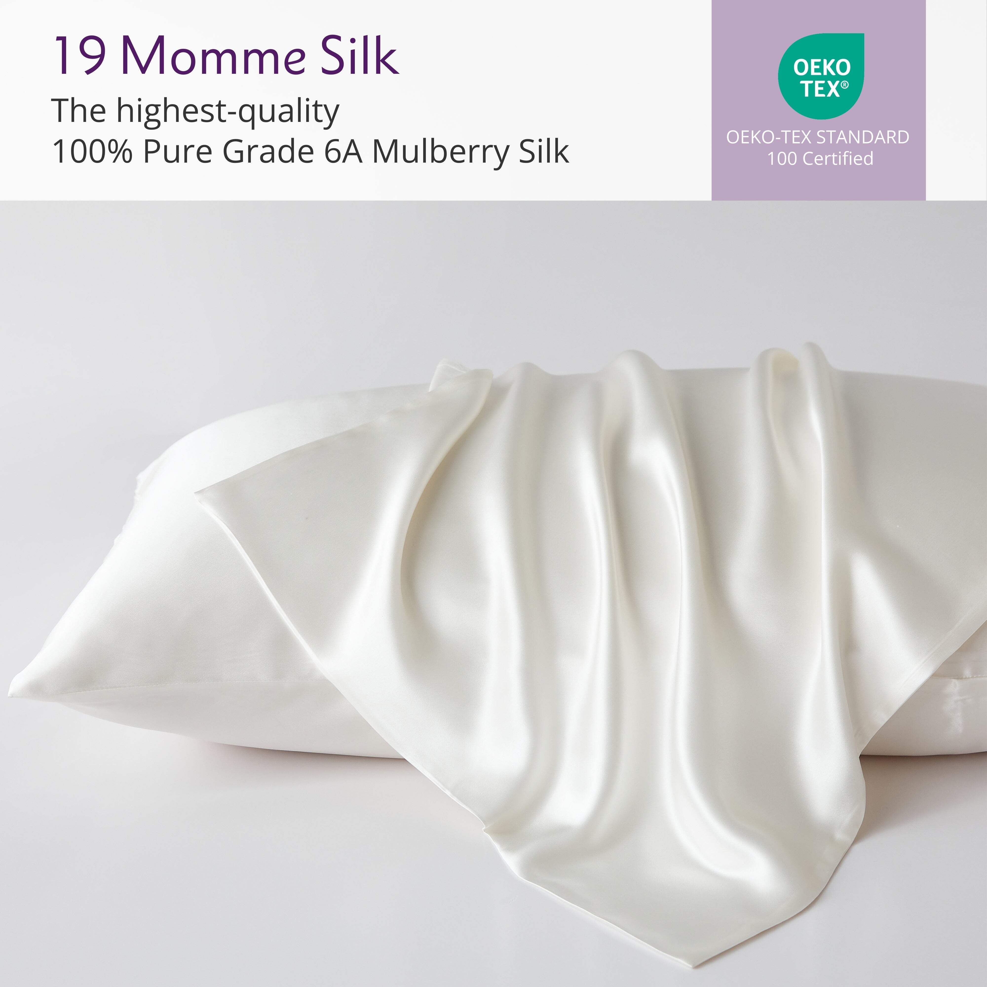 Mulberry Park 19 Momme 100% Silk Pillowcase for Hair and Skin - Standard 20" x 26", Envelope Closure, Blue