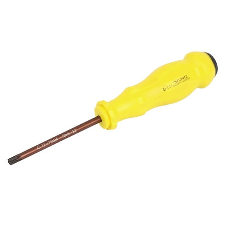 - Unique Bargains Yellow Plastic Handle 75mm Shaft 5mm Tip T27 Magnetic Torx Security Screwdriver