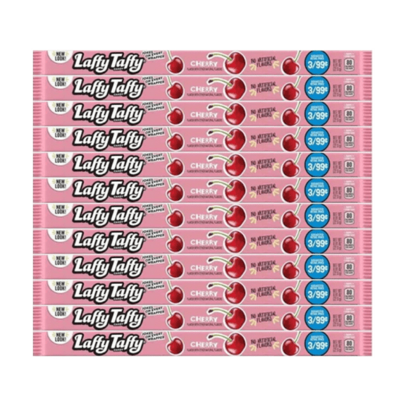 Laffy Taffy Ropes Cherry Flavor 0.81 Oz 12 Pack – Individually Wrapped Candy Ropes, Chewy and Stretchy Candy for Parties, Snacks, and Gift Bags