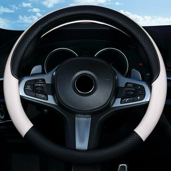 Universal Non slip D-shaped Round Breathable Car Steering Wheel Cover New B0