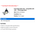 thumbnail image 2 of Front Upper Ball Joint - Compatible with 1981 - 1994 Dodge B250 1982 1983 1984 1985 1986 1987 1988 1989 1990 1991 1992 1993, 2 of 2