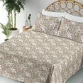 thumbnail image 3 of Ambesonne Forest Fitted & Flat Sheet with Shams 4 Pcs Set, Muted Colors Flowers Pattern, King, Dark Tan and White, 3 of 5