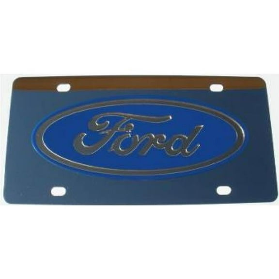 Ford Blue Logo Stainless Steel License Plate