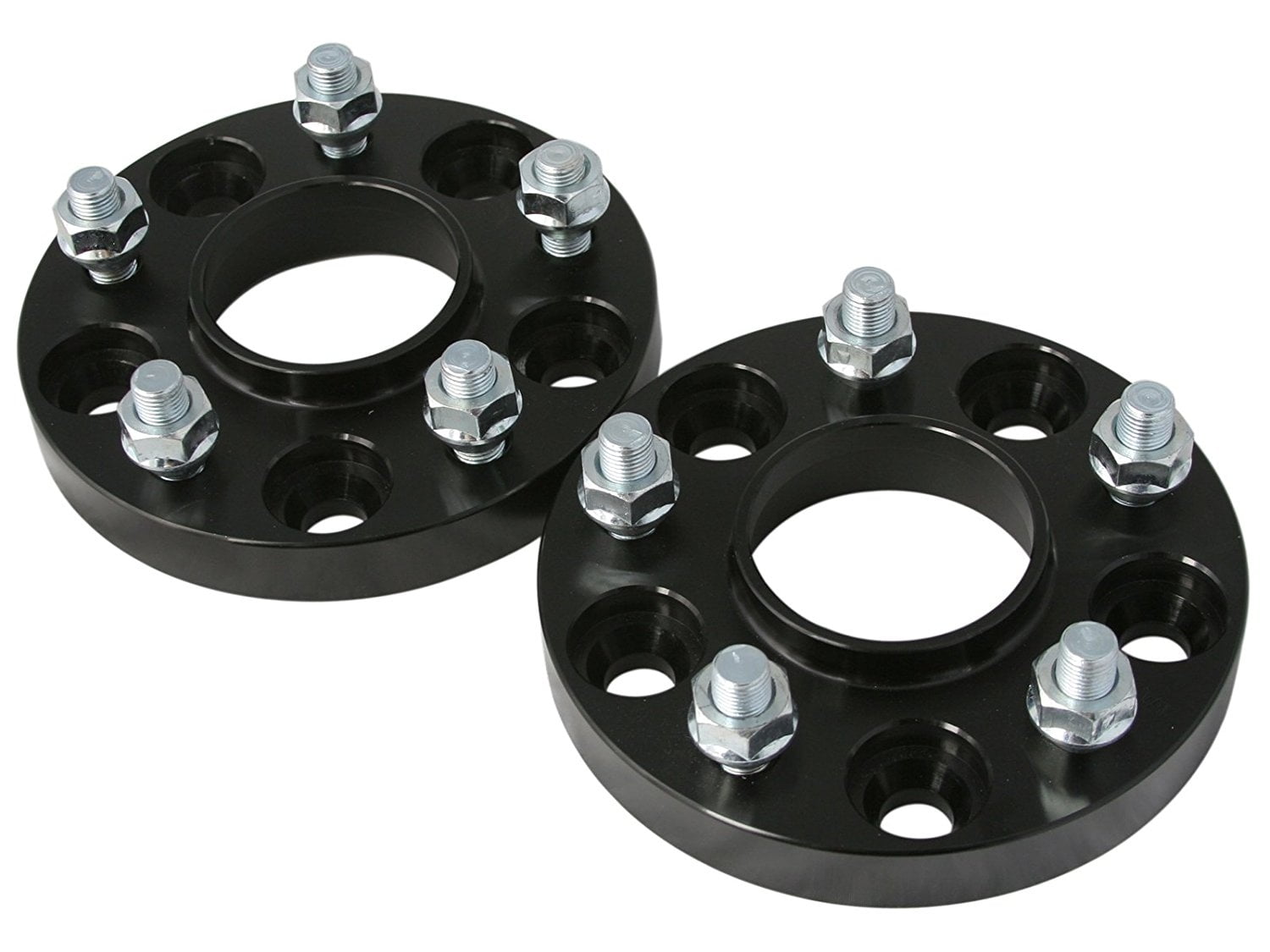 2 QTY 1" 5x100 Black HUB CENTRIC Wheel Spacer Adapters CB 56.1mm Stud
