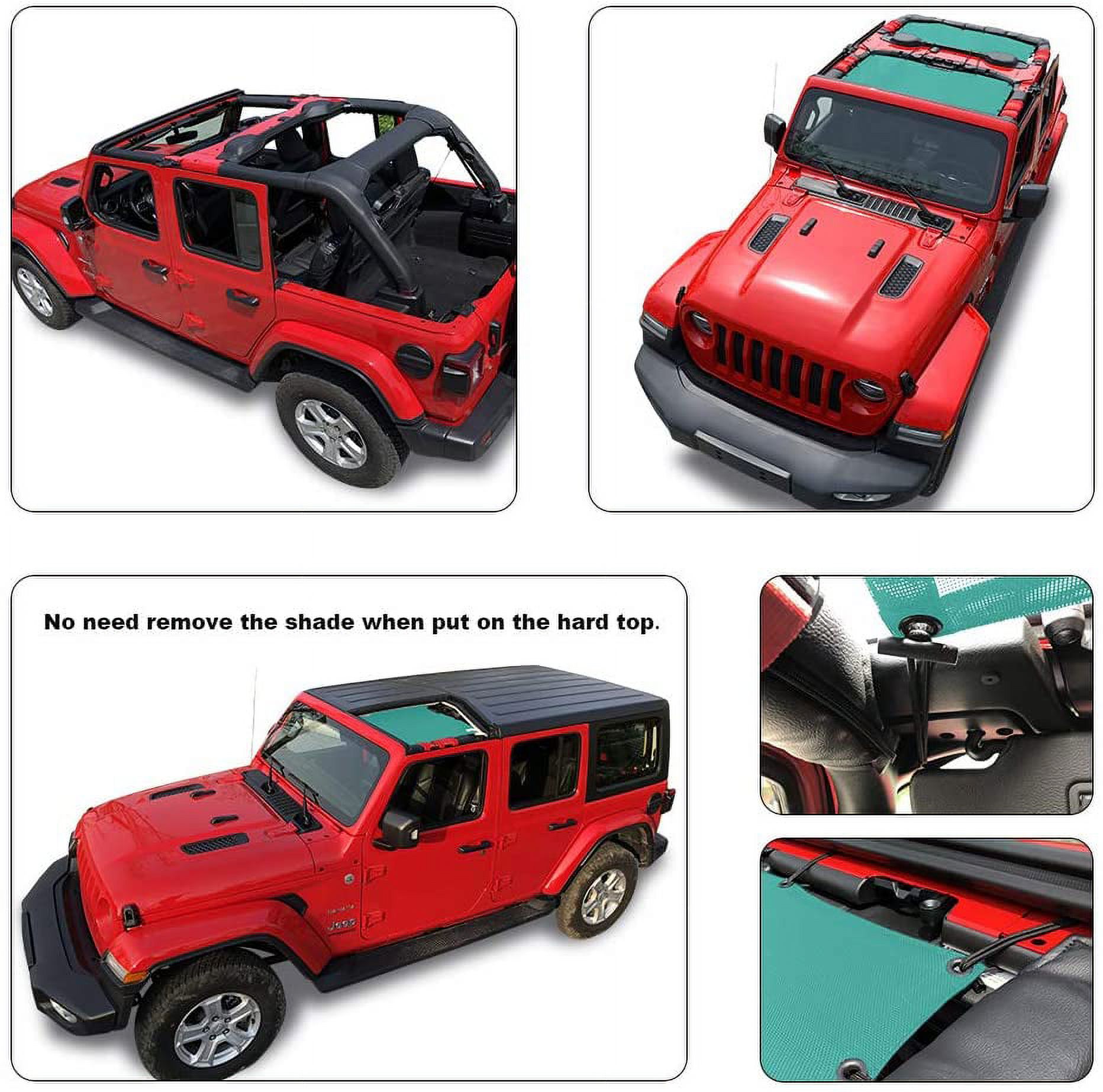 Shadeidea Jeep Wrangler Sun Shade JL Top Sunshade Front and Rear 2 piece-Tiff Blue Mesh Screen Sunshade JLU Unlimited 4 Door 2018-Current New Model Cover UV Blocker with Grab Bag-10 Years Warranty