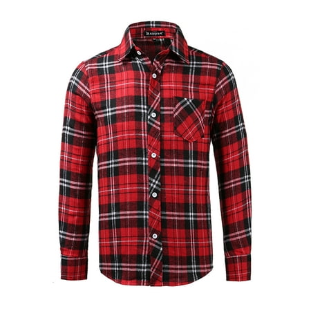 44 Pocket - Unique Bargains Men's Long Sleeve Button Down Check Pattern Pocket Slim Fit Shirts