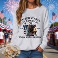 thumbnail image 2 of larppty Women's 250 Anniversary USA Shirt America 250 Printed Sweatshirt Casual 250 Years of Liberty Flag Patriotic Tops (Light Gray, M), 2 of 9