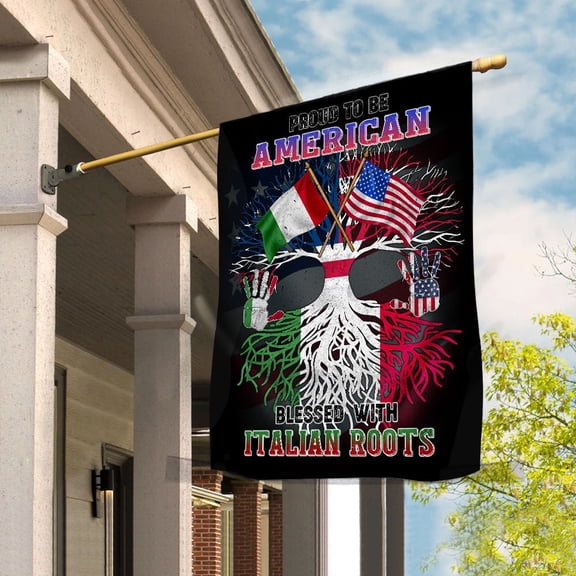 Flag Proud American Italian Root U.S Italy Friendship Garden Flag, Double-Sided Decorative Outdoor Flag, Patriotic Polyester Yard Flag 12 x 18 in