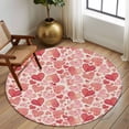thumbnail image 3 of Valentine's Day Washable Round Area Rug 8 ft, Romantic Gradient Leopard Love Heart Linen Texture, Soft Non Slip Rugs Stain Repellent Indoor Felt Carpet for Living Dining Room Bedroom Home Office, 3 of 9