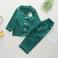 thumbnail image 2 of 2-10Y Toddler Boys Girls Satin Silk Long Sleeve Pajamas Set Christmas Kids Button Down Pjs Sleepwear, 2 of 8