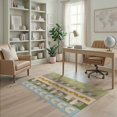 thumbnail image 2 of ODIKA 4'x6' Green Beige Retro Rainbow Arches Geometric Washable Area Rug Mid Century Modern Vertical Bands Leaf Motifs Stain Resistant, Low Pile, Easy Care for Dorm Room, Small Living, 2 of 7