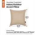 thumbnail image 4 of Classic Accessories Montlake FadeSafe Indoor/Outdoor Accent Pillows, 20 x 20 x 8 Inch, 2 Pack, Antique Beige, 4 of 9