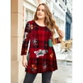 thumbnail image 7 of LARACE Plus Size Women's Christmas Tunic 3/4 Sleeve Clothes Swing Babydoll Top Side Split Crewneck Blouse Flowy Shirts Flower46 2X, 7 of 7