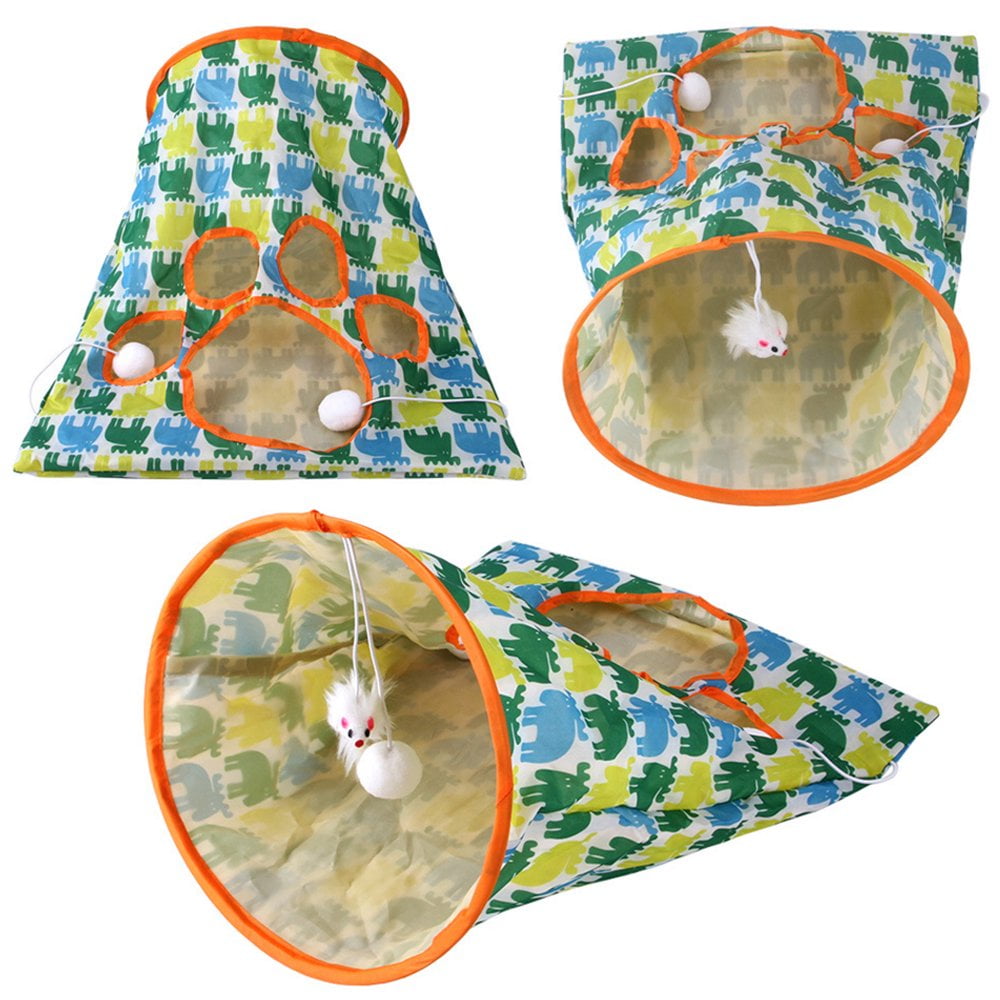 LEEYNEER Cat Cave Tunnel Crinkle  Funny Kitten Play Toy Cat Sleeping Bag with Mouse Toy