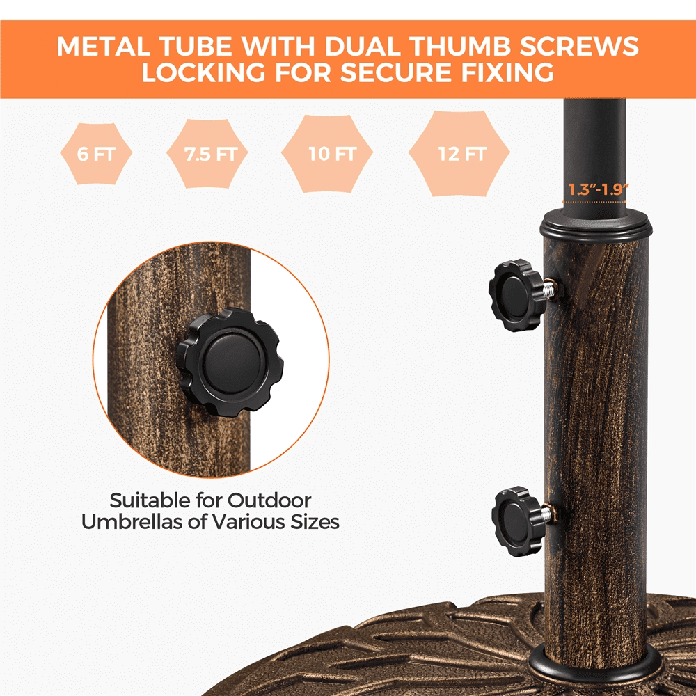 Renwick 20" Heavy Duty Patio Market Umbrella Base with Castors, Bronze