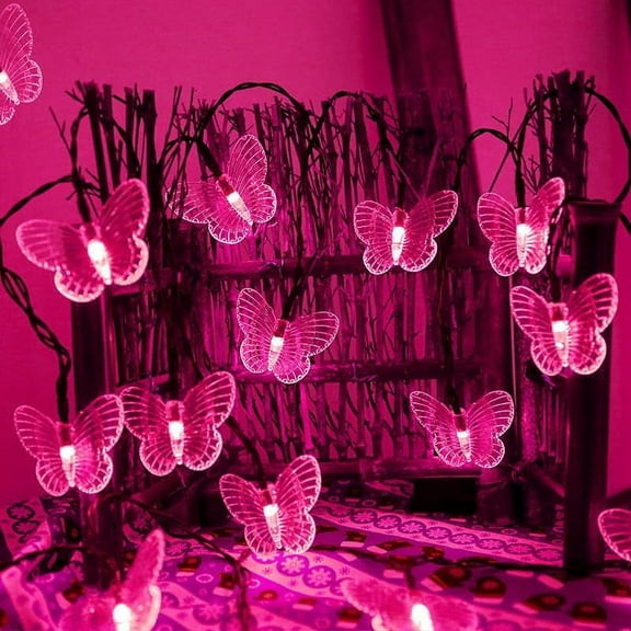 Huiyi LED Butterfly String Lights, 6m 30LED Outdoor Solar Powered String Light 8Mode Indoor for Lighting for Lawn Patio Wedding Party Decor