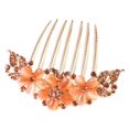 thumbnail image 1 of Womens Girls Rhinestones Flower Hair Combs Pins Hair Accessories Champagne, 1 of 3