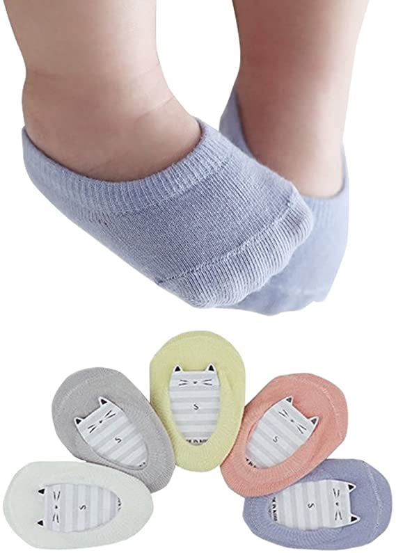 Low Cut Invisible Short Socks for Toddler Kids 0-5 Years Old DEBAIJIA 5 Pairs Set Baby Coton Grip Ankle Socks Soft Breathable Boys Girls Socks for Spring Summer Autum 