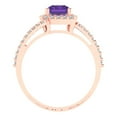 thumbnail image 4 of 1.935 ct Emerald Cut Natural Amethyst Solitaire with Simulated Diamond Accents 14K Rose Gold Womens Engagement Ring, 4 of 5