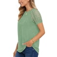 thumbnail image 4 of UVN Blouses for Women Short Sleeve Lace Tops Summer Casual Crewneck Pleated Shirts, 4 of 9