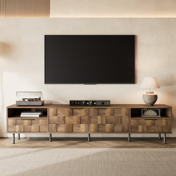Atumcto 78" Mid Century Wood TV Stand for 85 Inch TV, Media Console with Storage Cabinet and Drawers