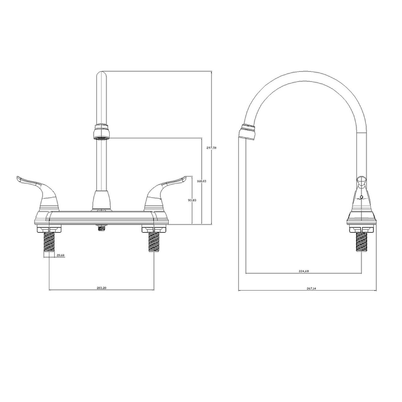 Hybrid Metal Deck Lavatory Bathroom Faucet Double Handle,360 Degree Swivel High Arc & Pop-up Included Chrome