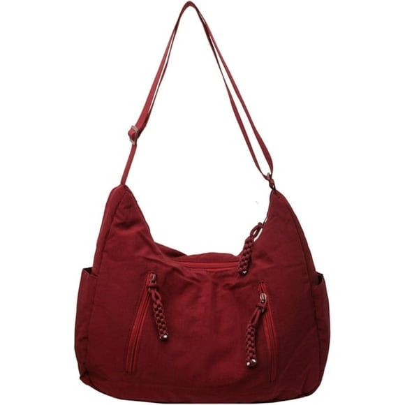 LHSHID Nylon Crossbody Bag Women Men Crescent Bag Braid Zip Multi-Pocket Purse Tote Bag Candy Color Shoulder Bag