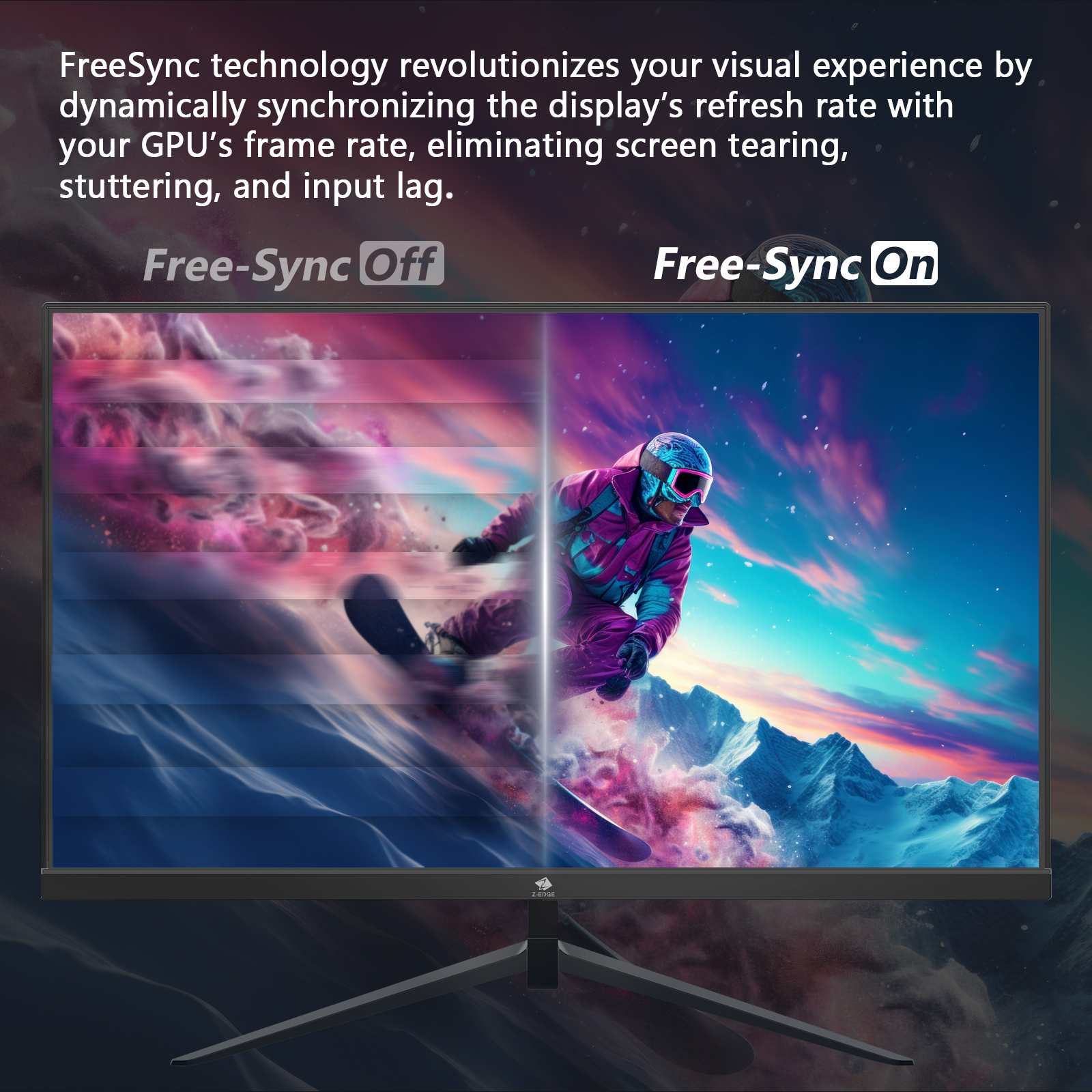 Z-EDGE 24.5 Inch 300Hz Gaming Monitor, FHD 1080P IPS Display, 1ms MPRT, AMD FreeSync, HDR Support, VESA Mount Compatible